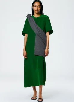 Dresses>Tibi 4 Ply Silk T-Shirt Dress Grass