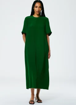 Dresses>Tibi 4 Ply Silk T-Shirt Dress Grass