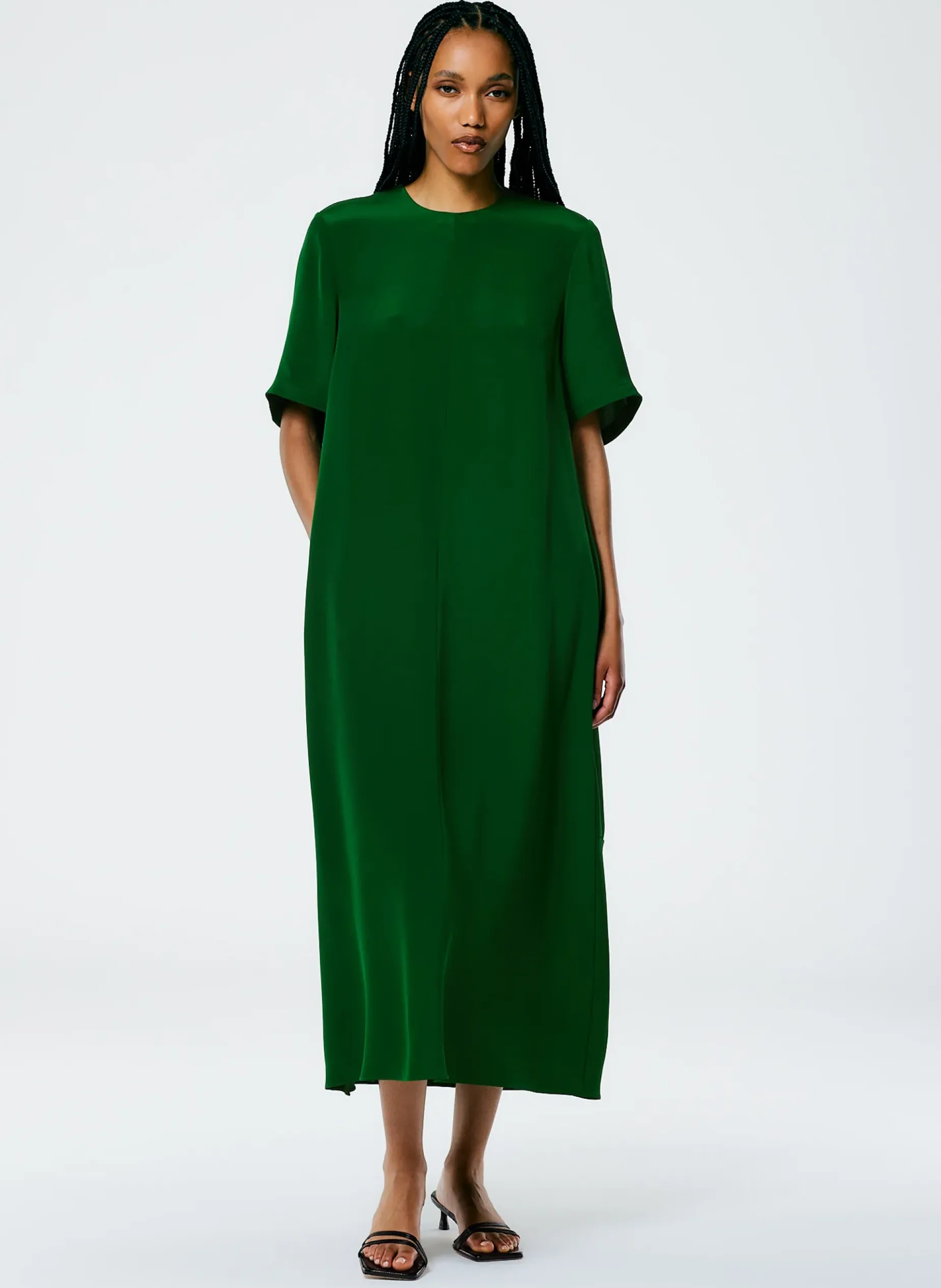 Dresses>Tibi 4 Ply Silk T-Shirt Dress Grass