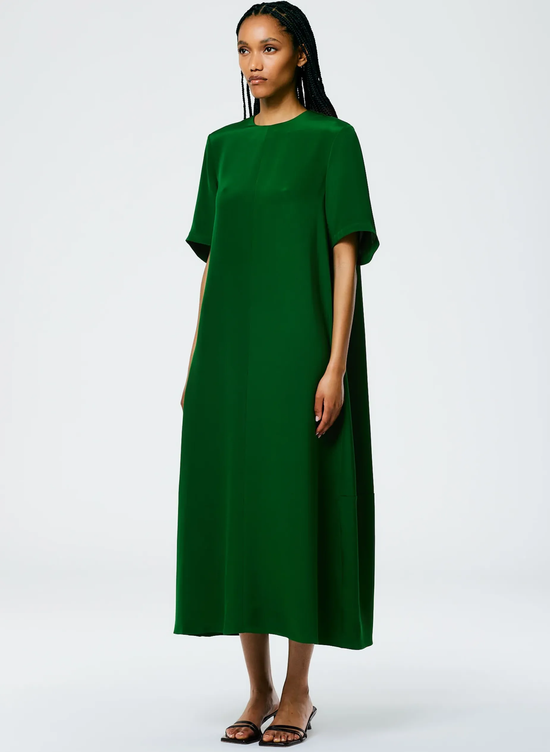 Dresses>Tibi 4 Ply Silk T-Shirt Dress Grass
