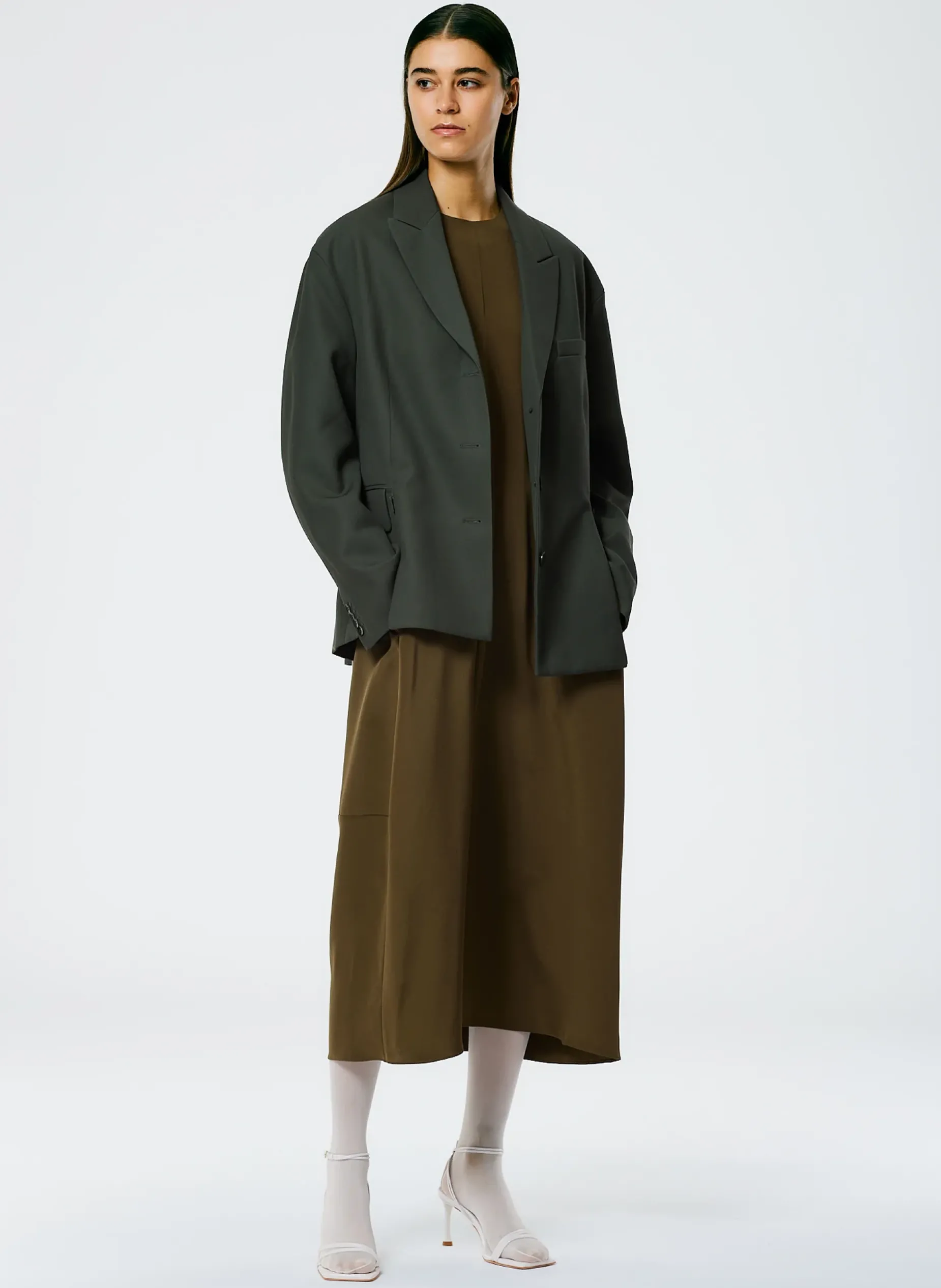 Dresses>Tibi 4 Ply Silk T-Shirt Dress Wood