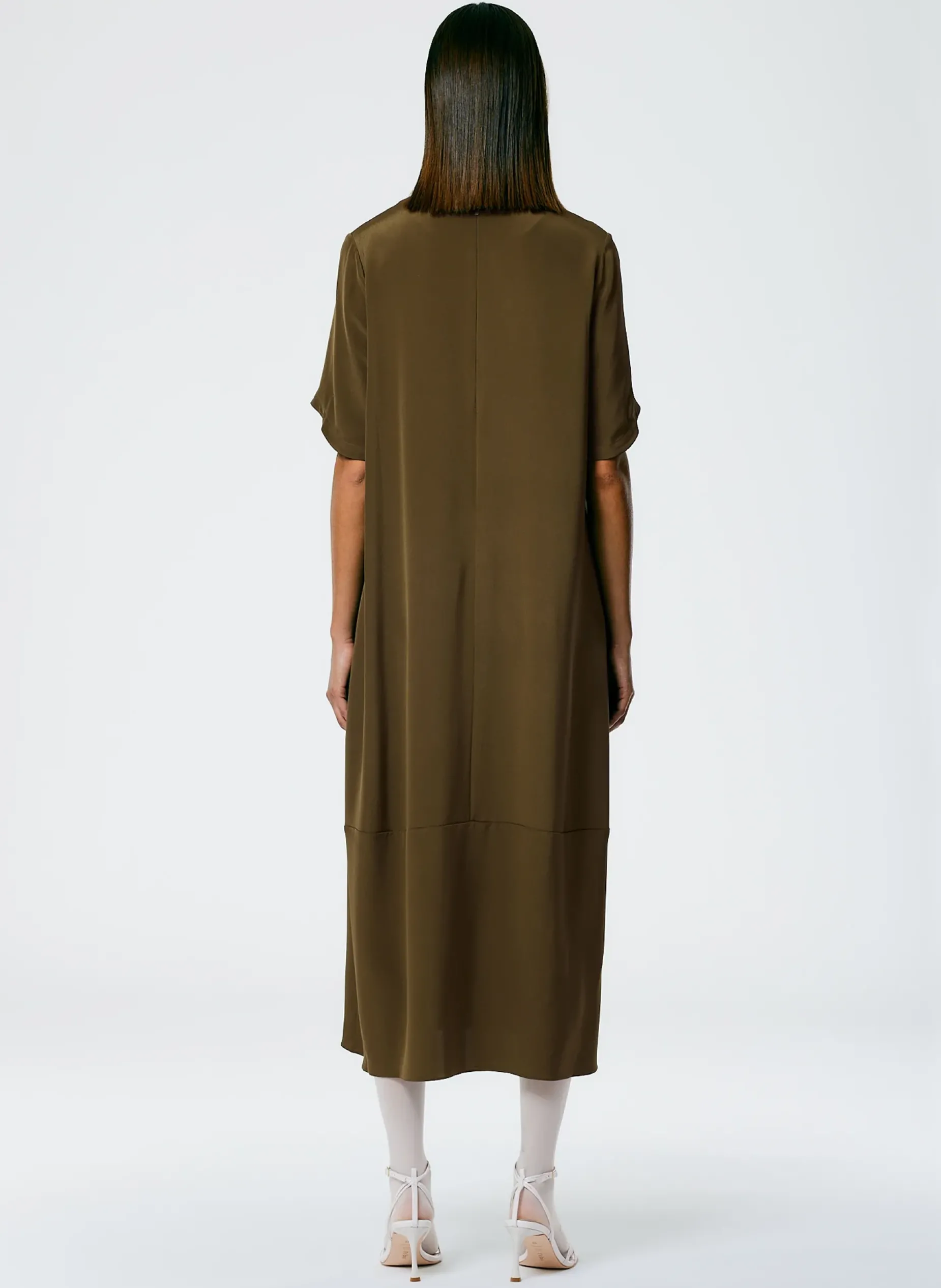 Dresses>Tibi 4 Ply Silk T-Shirt Dress Wood