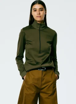 Tops>Tibi Active Knit Slim Sporty Top Wood