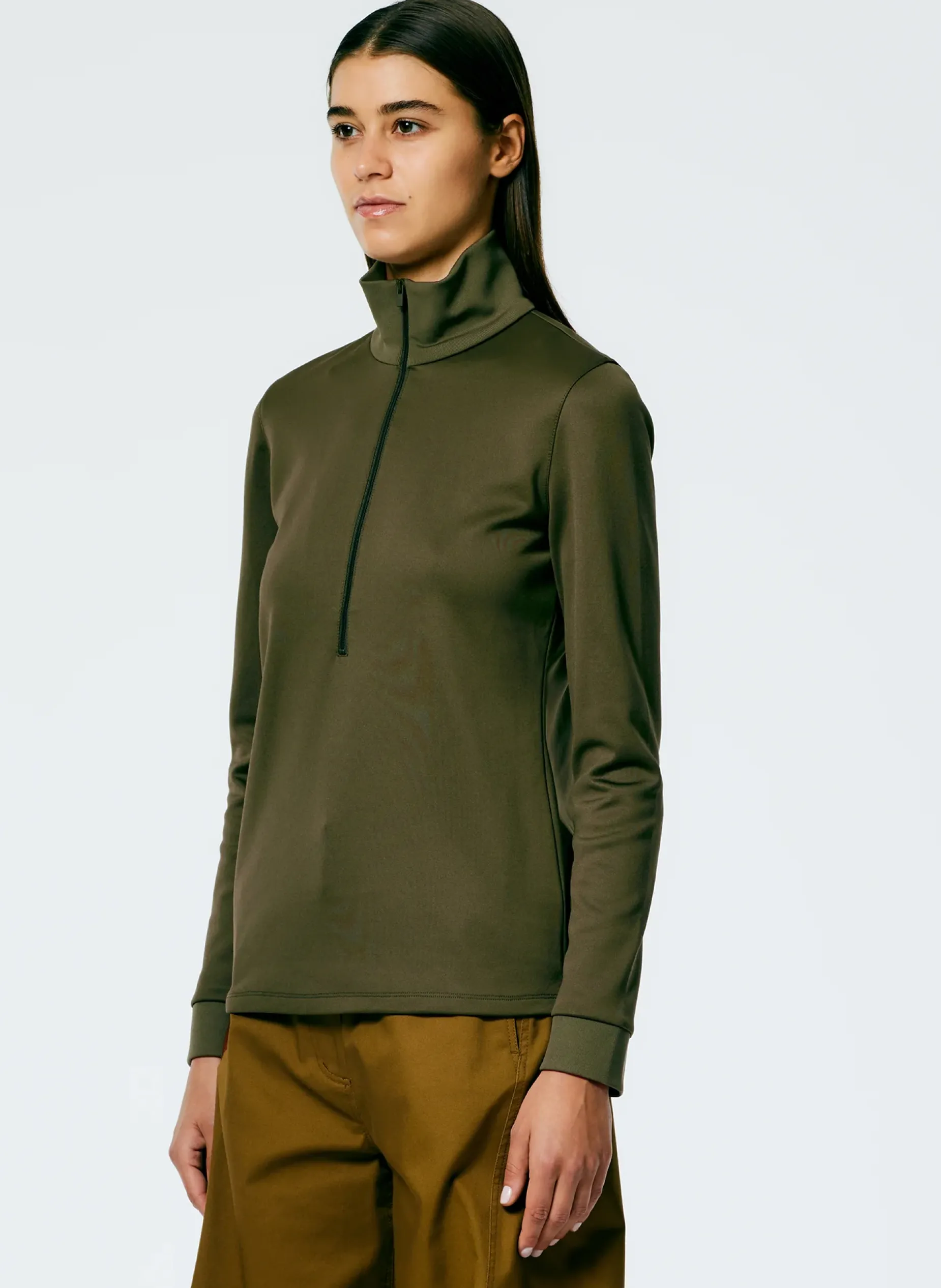 Tops>Tibi Active Knit Slim Sporty Top Wood