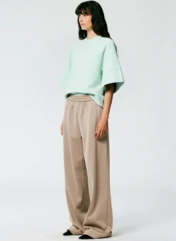 Pants & Shorts|Fundamentals - WOFs>Tibi Active Knit Wide Leg Pull On Pant Khaki