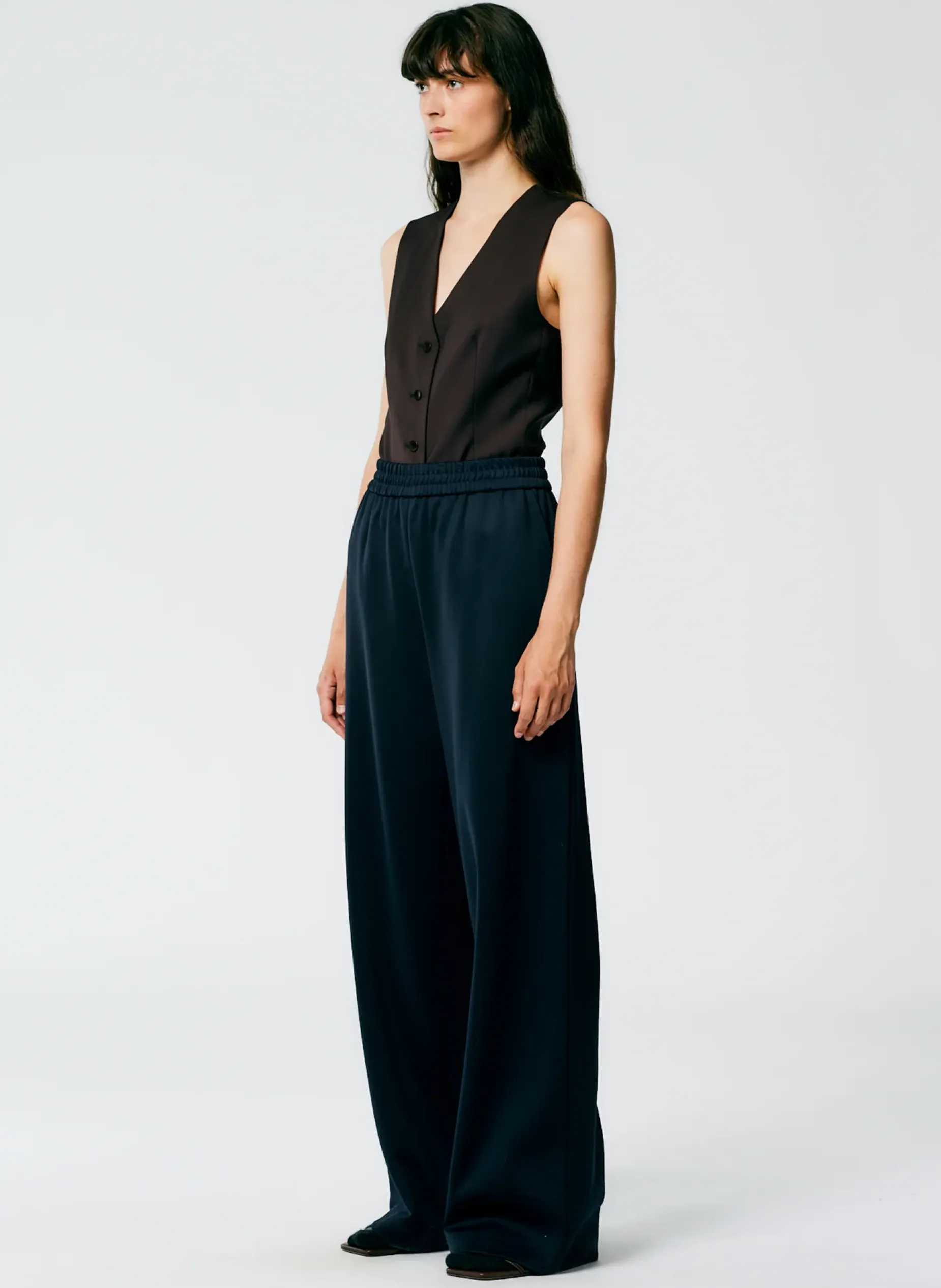Pants & Shorts|Fundamentals - WOFs>Tibi Active Knit Wide Leg Pull On Pant Navy