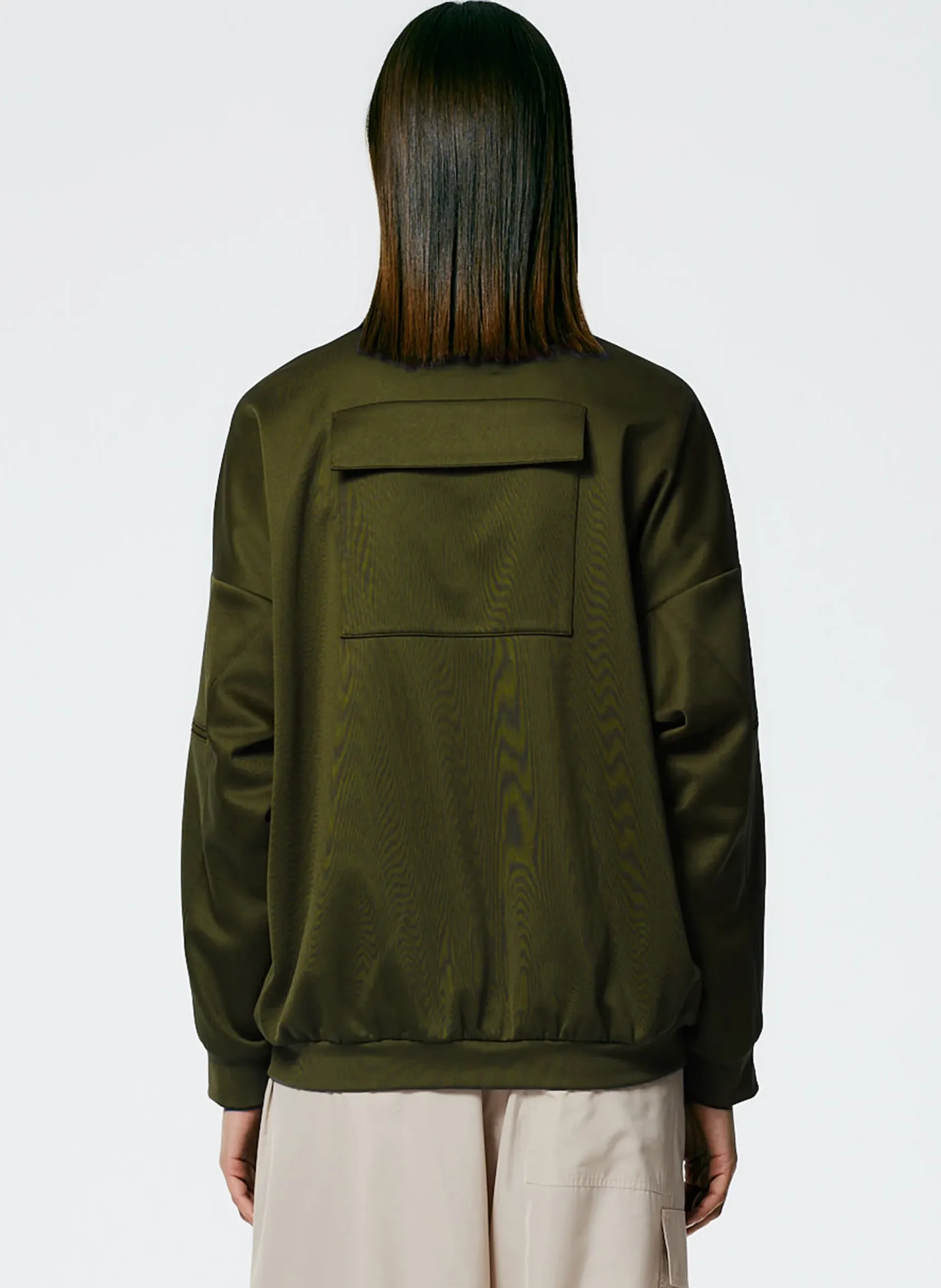 Jackets & Outerwear>Tibi Active Knit Zipper Detailed Track Jacket Wood