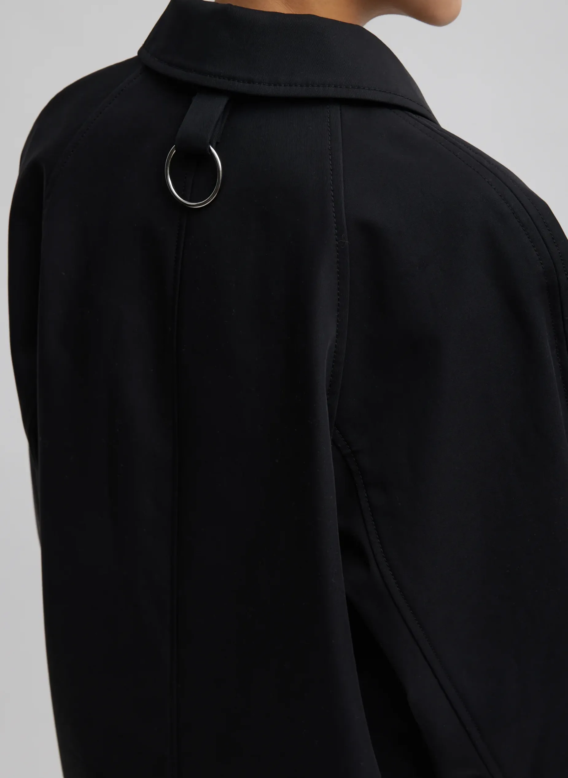 Jackets & Outerwear>Tibi Bonded Luxe Twill Carcoat Black