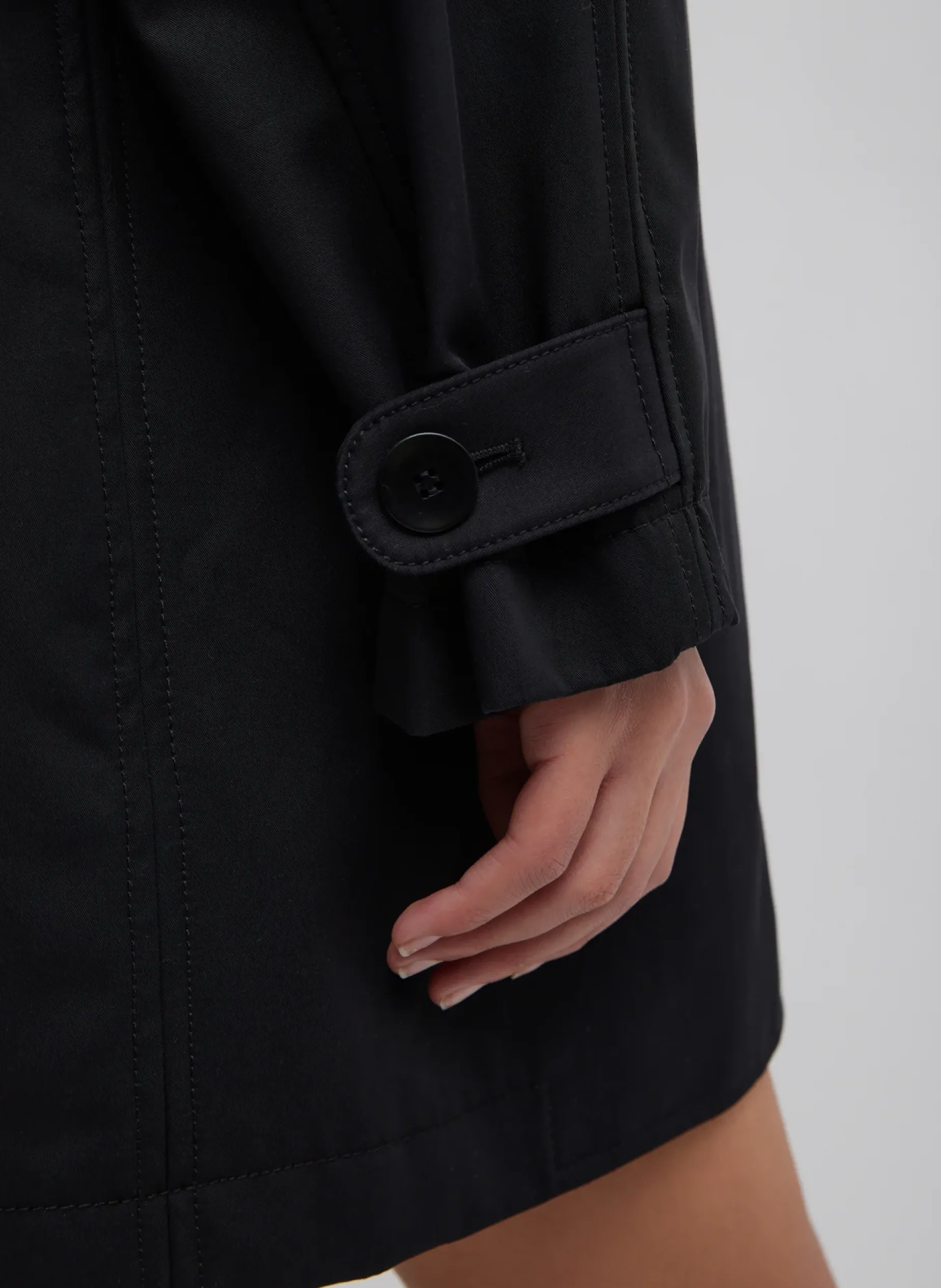 Jackets & Outerwear>Tibi Bonded Luxe Twill Carcoat Black