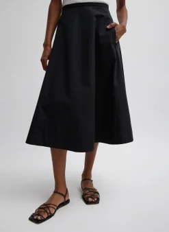 Skirts>Tibi Bonded Luxe Twill Circle Skirt Black