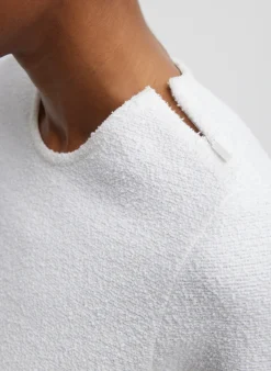 Tops>Tibi Boucle Knit Long Sleeve Circular Top White