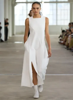 Dresses>Tibi Boucle Knit Sculpted Dress White