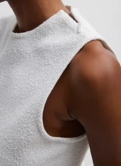 Tops>Tibi Boucle Knit Sleeveless Top White