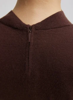 Knitwear & Sweatshirts>Tibi Cashmere Silk Blend Mock Neck Easy Sweater Hickory
