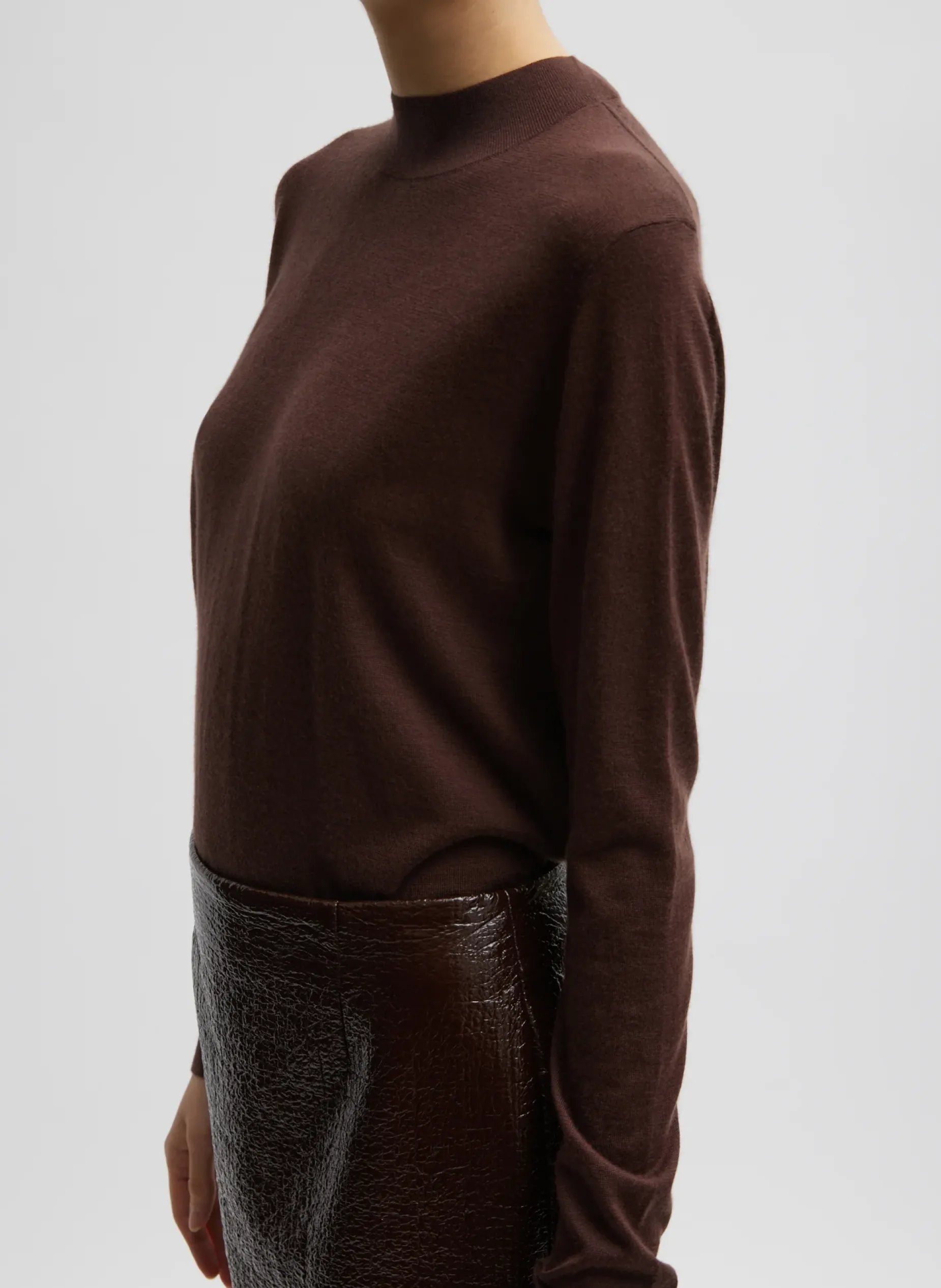 Knitwear & Sweatshirts>Tibi Cashmere Silk Blend Mock Neck Easy Sweater Hickory