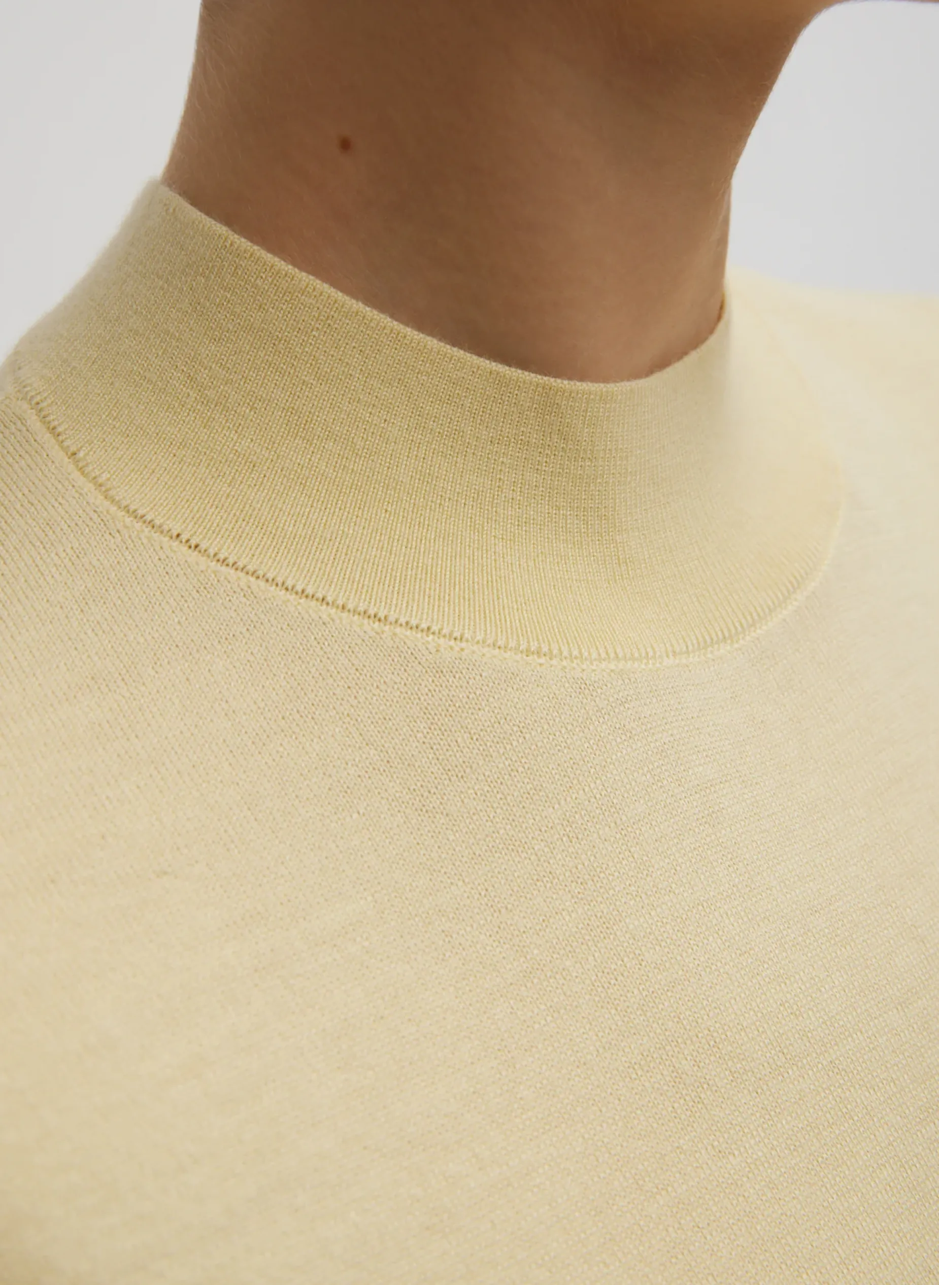 Knitwear & Sweatshirts>Tibi Cashmere Silk Blend Mock Neck Easy Sweater Lemon Ice