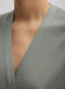 Knitwear & Sweatshirts>Tibi Cashmere Silk Blend Sleeveless Button Down Sweater Pumice Grey