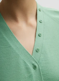 Knitwear & Sweatshirts>Tibi Cashmere Silk Blend Slim Cardigan Green Tea