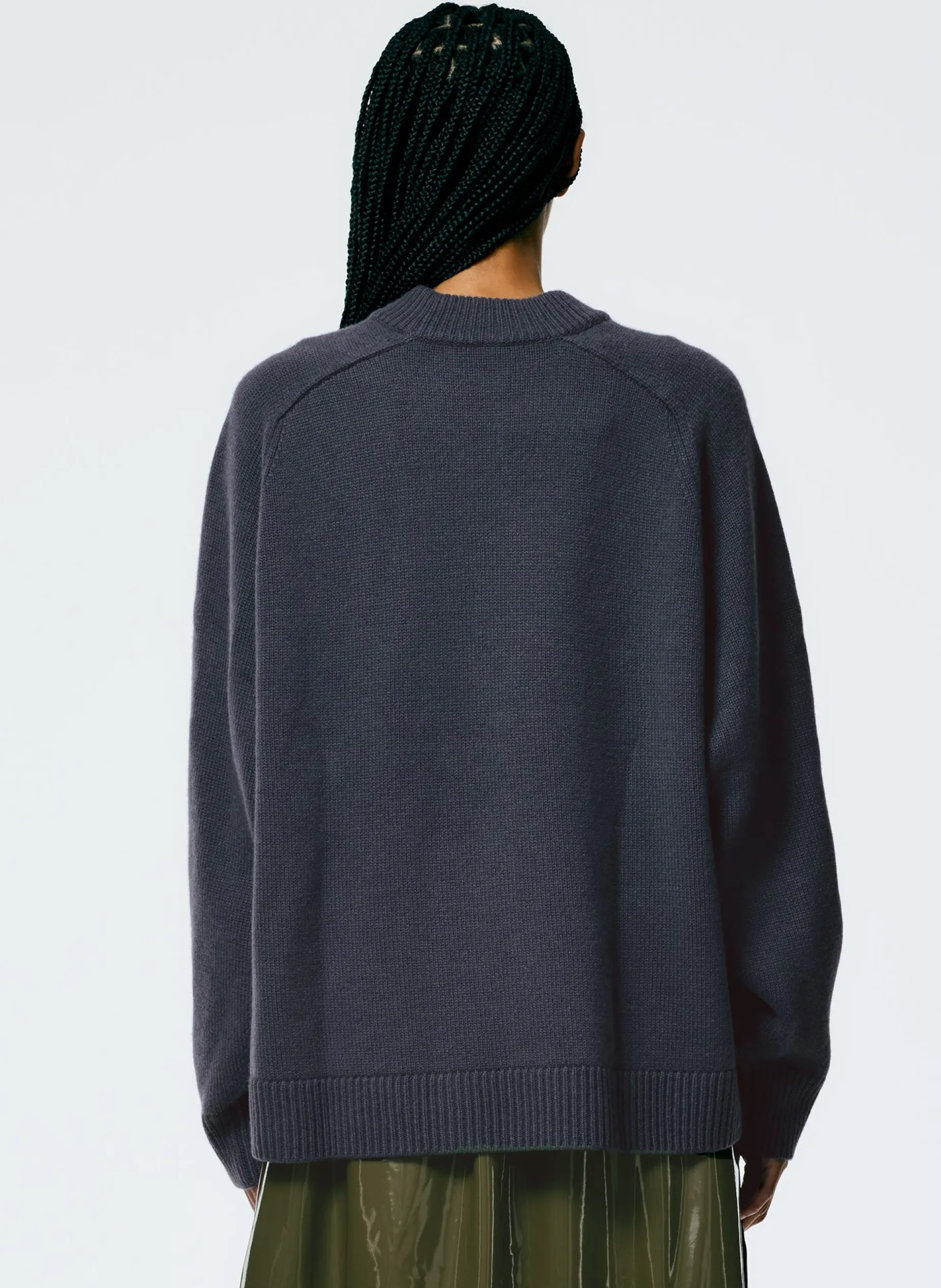 Knitwear & Sweatshirts>Tibi Cashmere Sweater Crewneck Oversized Pullover Navy Fog