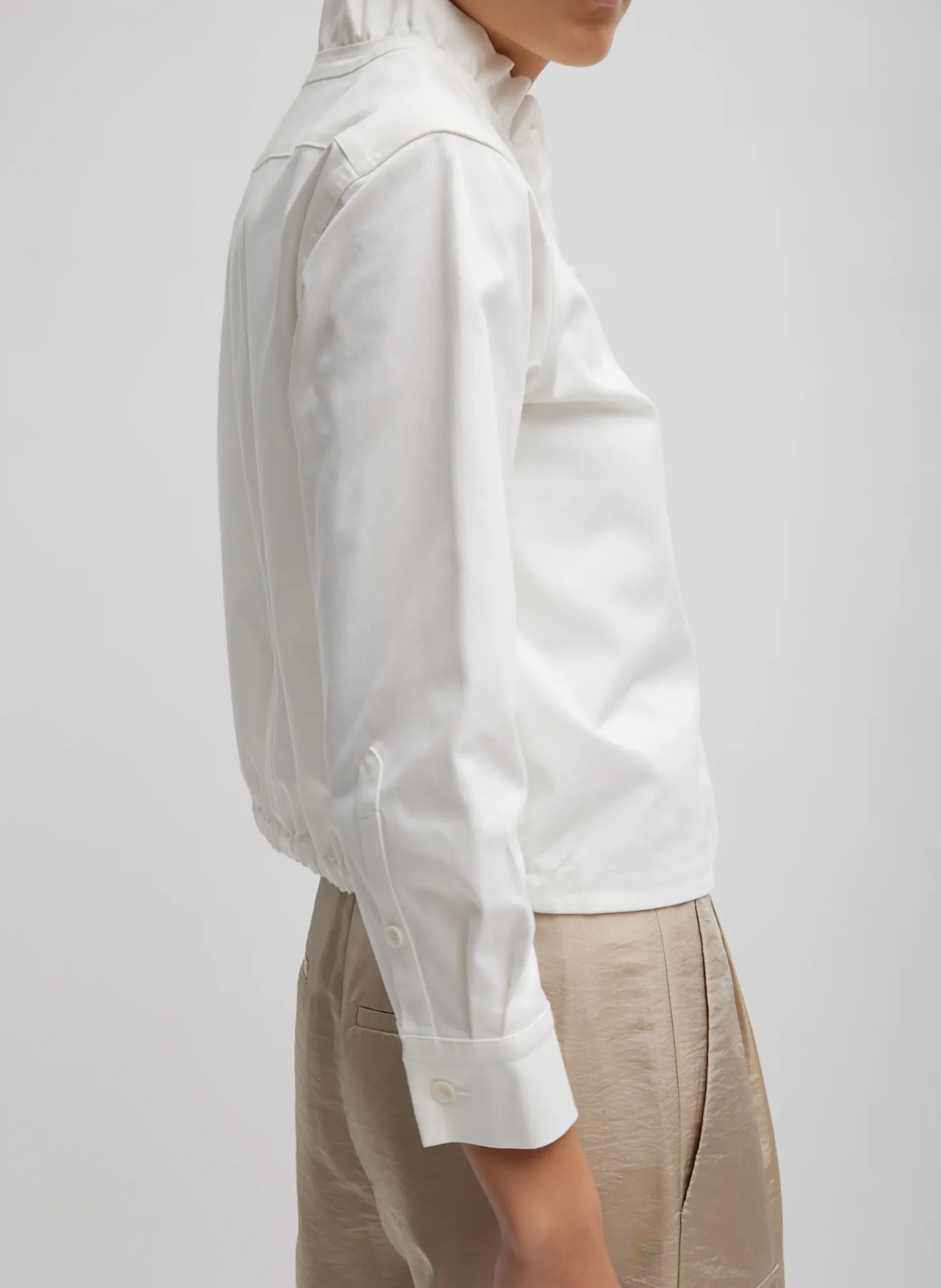 Tops>Tibi Chino Holly Bracelet Sleeve Shirt White