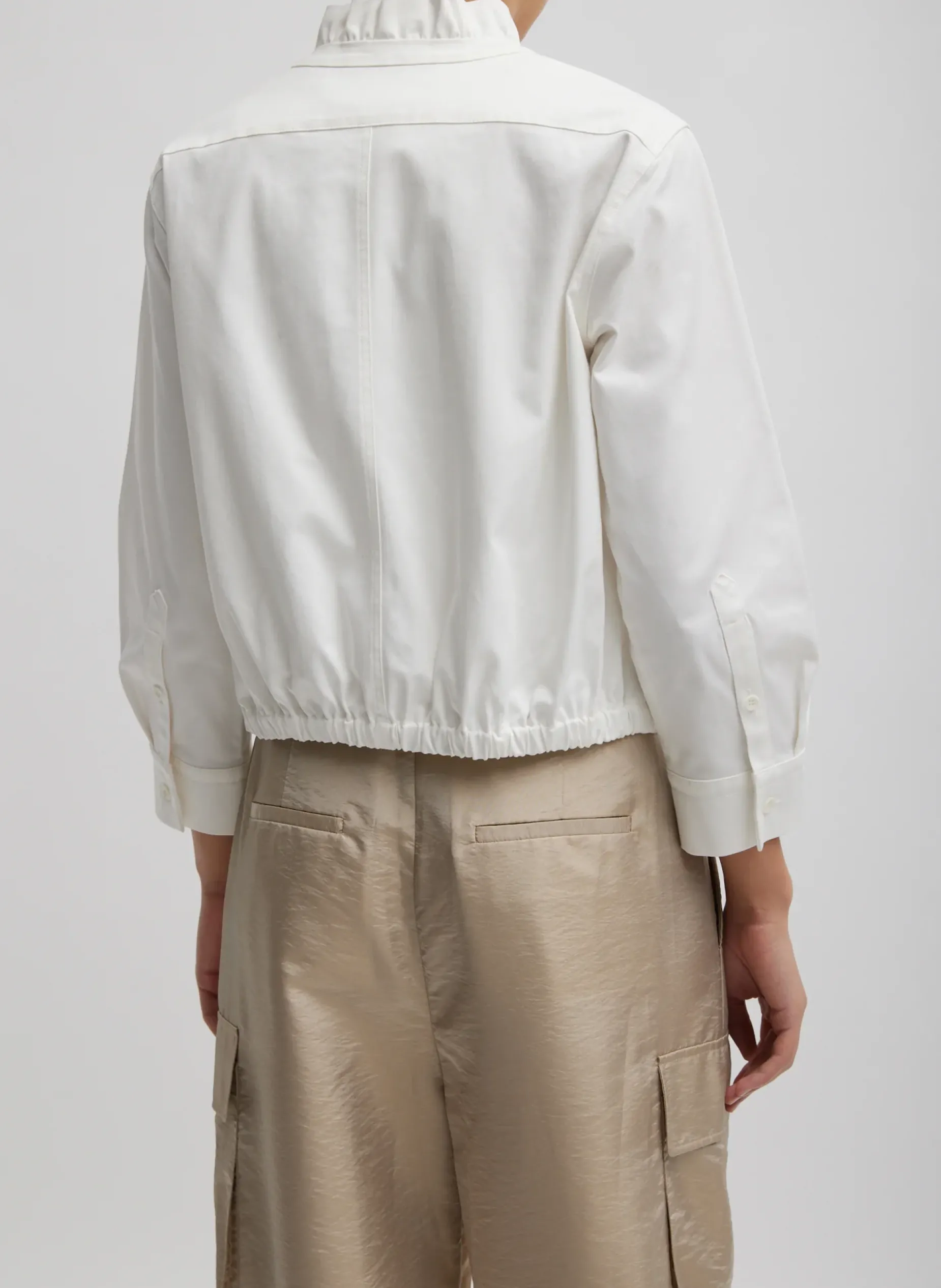 Tops>Tibi Chino Holly Bracelet Sleeve Shirt White