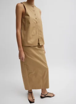 Skirts>Tibi Chino Maxi Skirt Tan