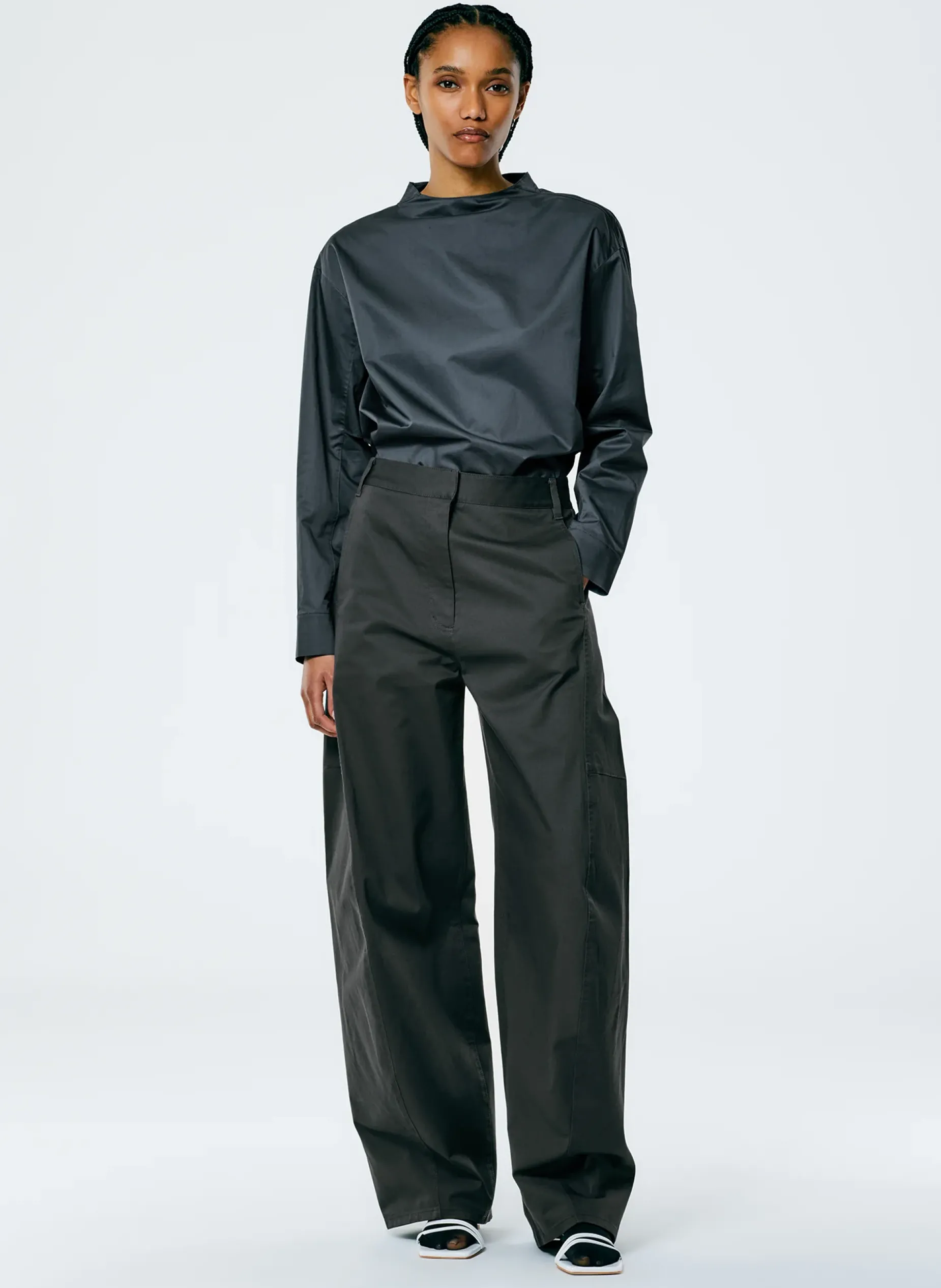 Pants & Shorts>Tibi Chino Sid Pant - Petite Grey
