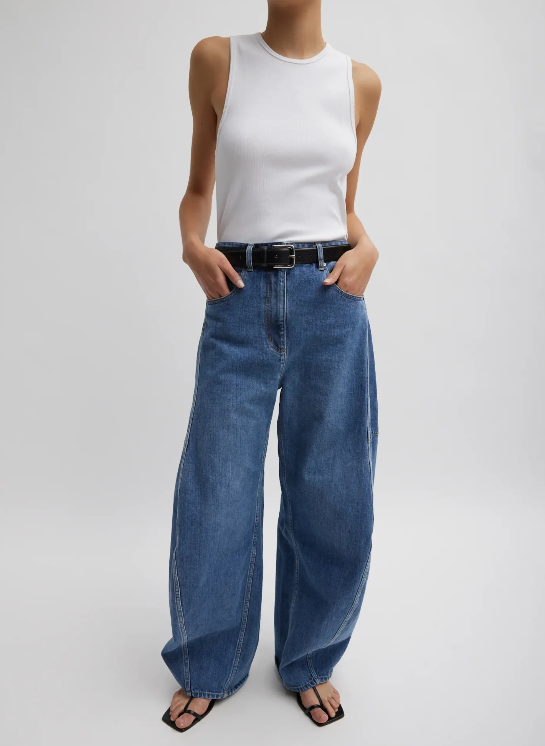 Denim|Pants & Shorts>Tibi Classic Wash Denim Sid Jean Classic Blue