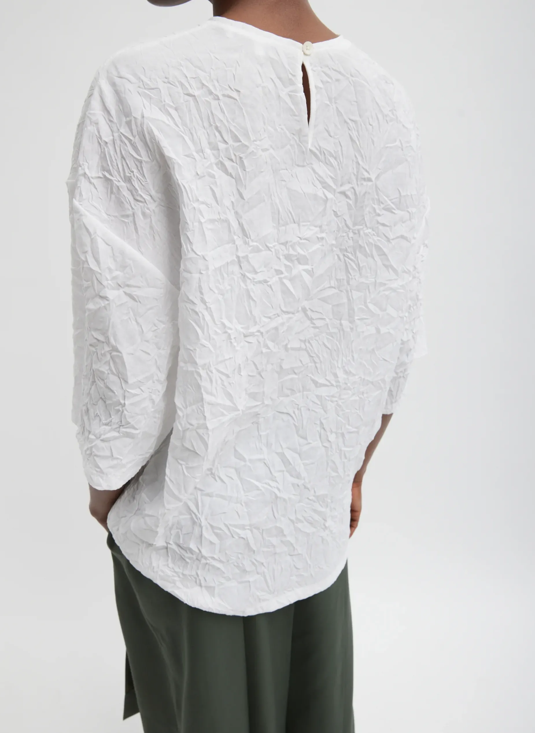 Tops>Tibi Crinkle Shirting Easy T-Shirt White