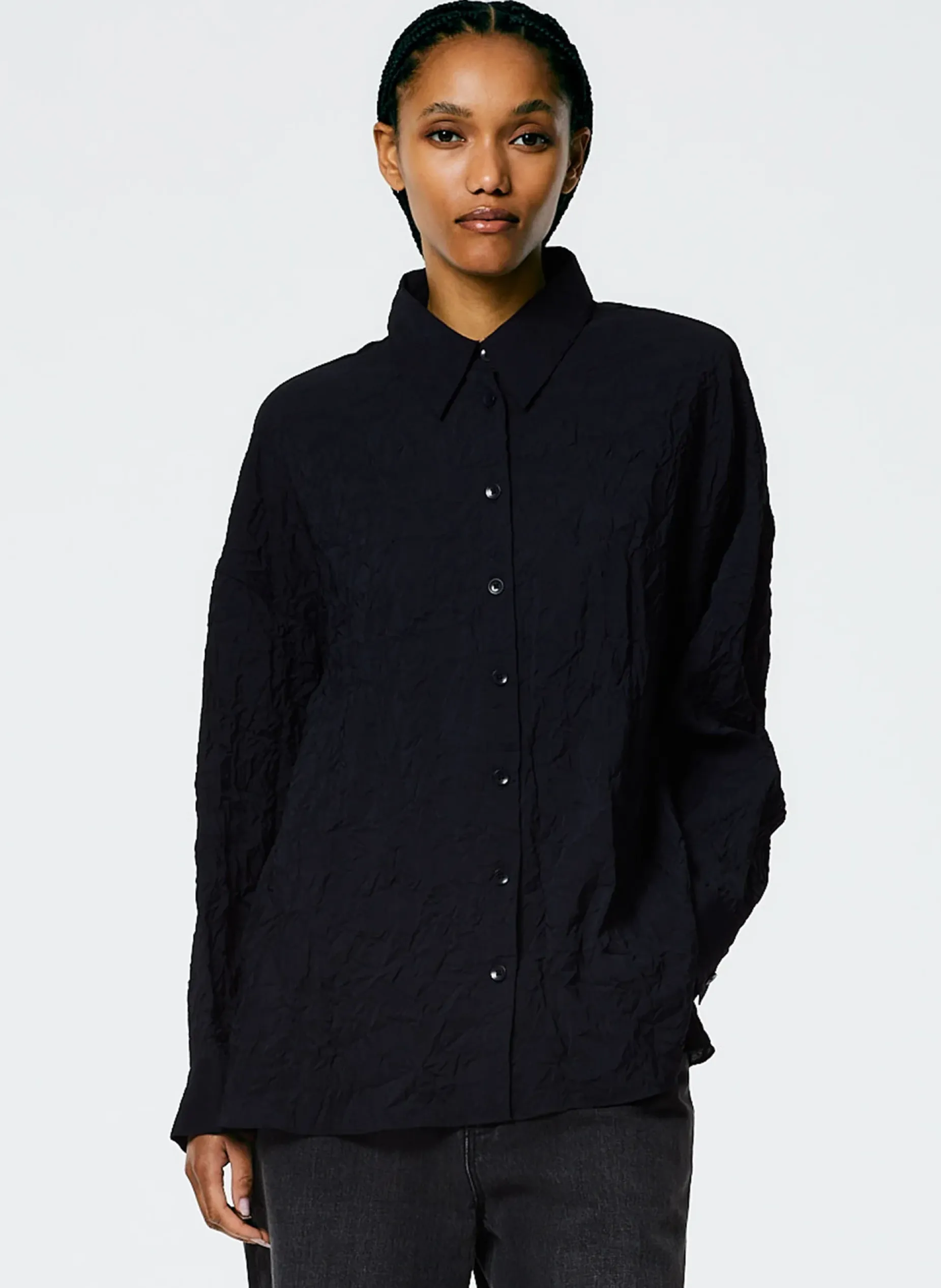 Tops>Tibi Crinkle Shirting Oversized Shirt Midnight Navy