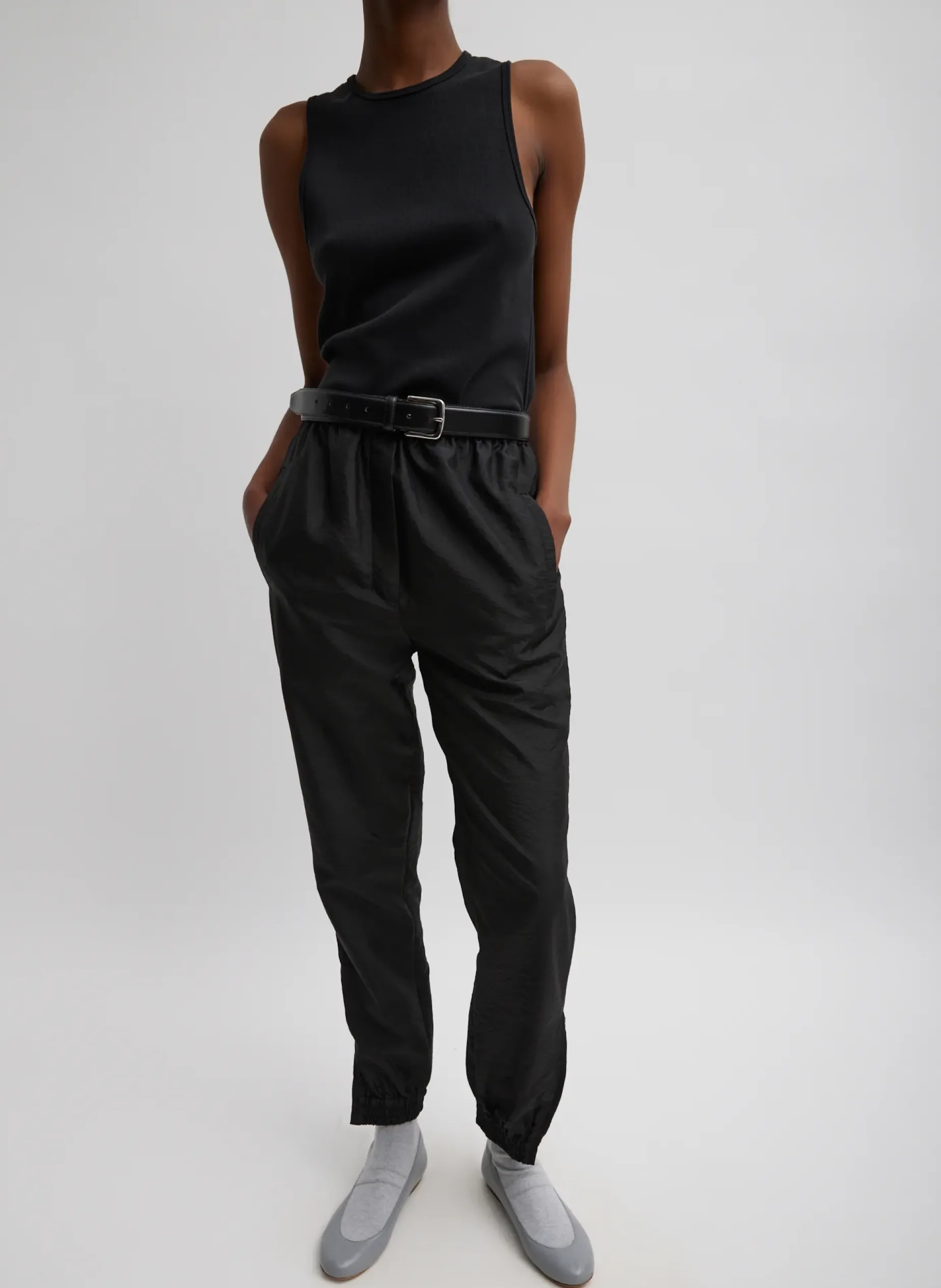 Pants & Shorts|Fundamentals - WOFs>Tibi Crispy Nylon Kat Jogger Black