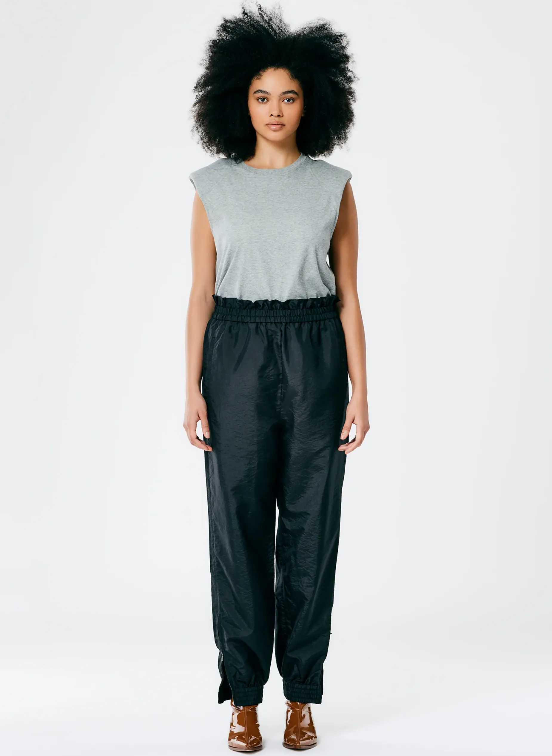 Pants & Shorts|Fundamentals - WOFs>Tibi Crispy Nylon Paper Bag Felix Jogger Black