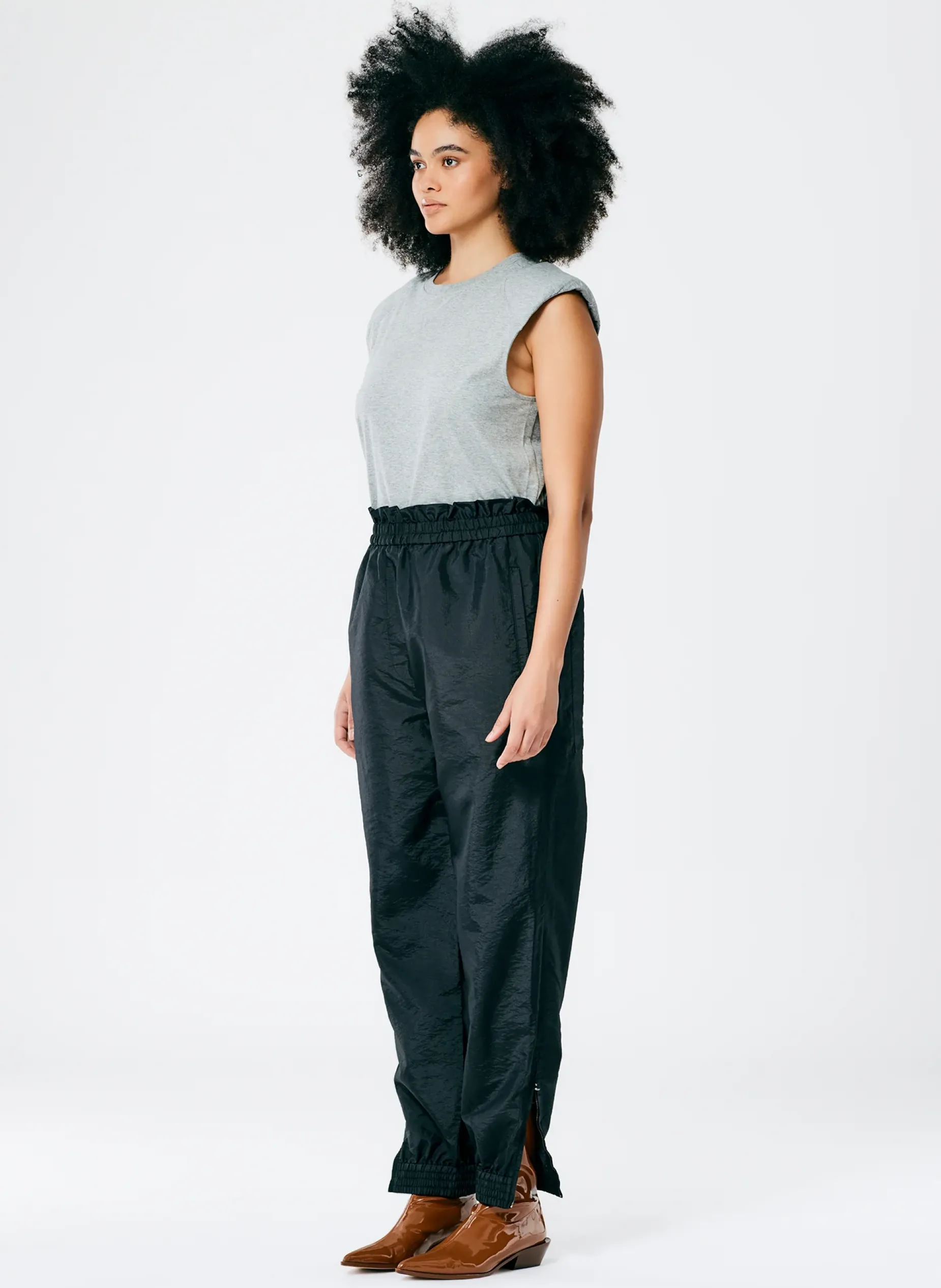 Pants & Shorts|Fundamentals - WOFs>Tibi Crispy Nylon Paper Bag Felix Jogger Black