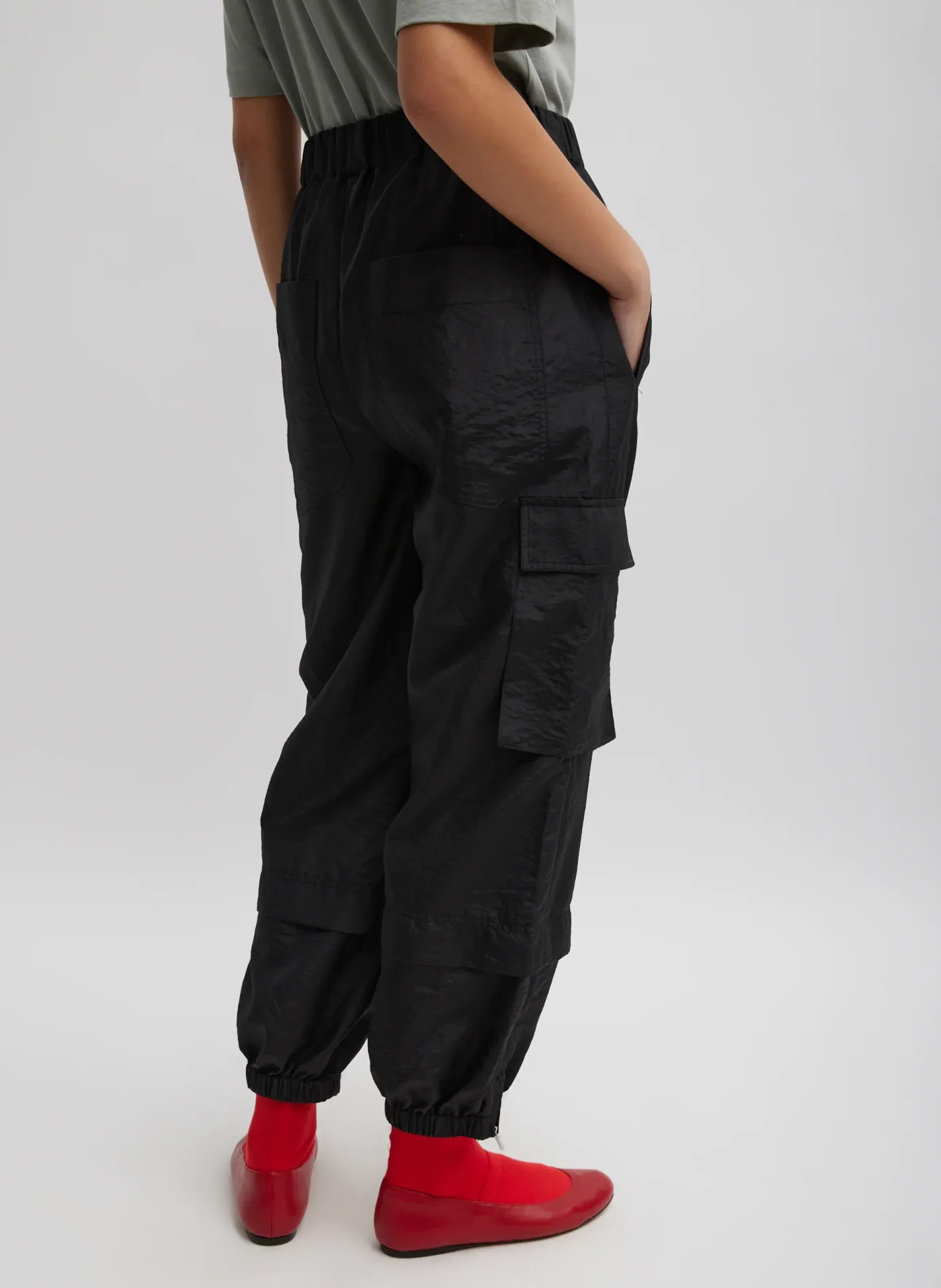 Pants & Shorts|Fundamentals - WOFs>Tibi Crispy Nylon Wilt Pull On Jogger Black