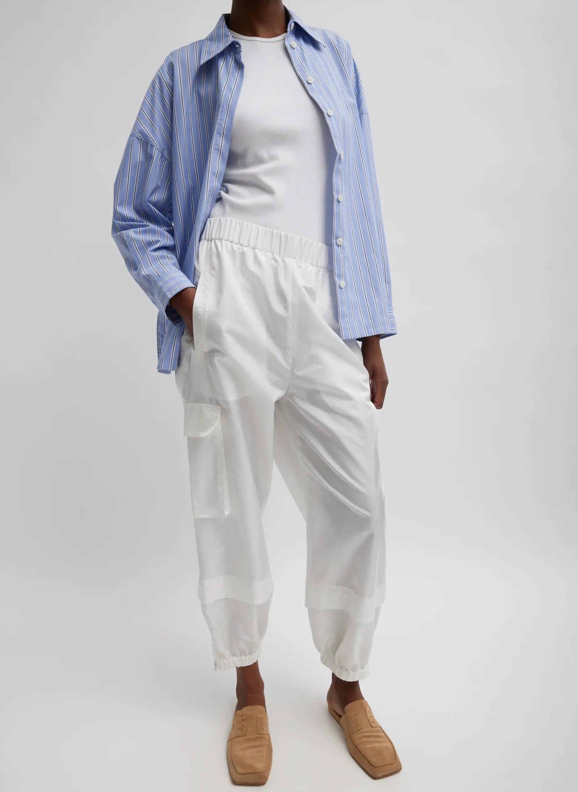 Pants & Shorts|Fundamentals - WOFs>Tibi Crispy Nylon Wilt Pull On Jogger White