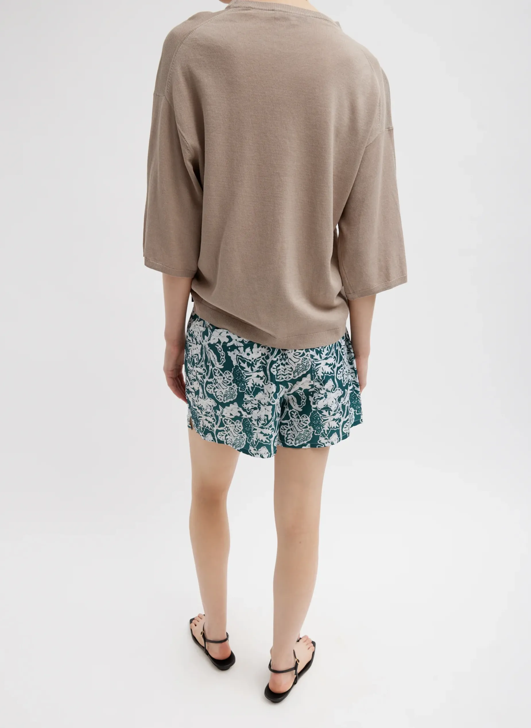 Knitwear & Sweatshirts|Tops>Tibi Crispy Sweater Oversized Easy T-Shirt Dark Stone