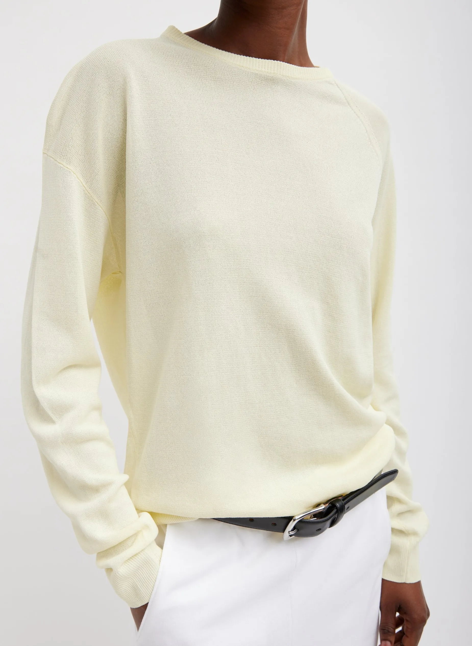 Knitwear & Sweatshirts>Tibi Crispy Sweater Pullover Butter