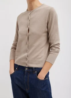Knitwear & Sweatshirts>Tibi Crispy Sweater Shrunken Cardigan Dark Stone