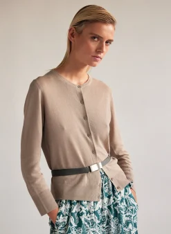 Knitwear & Sweatshirts>Tibi Crispy Sweater Shrunken Cardigan Dark Stone