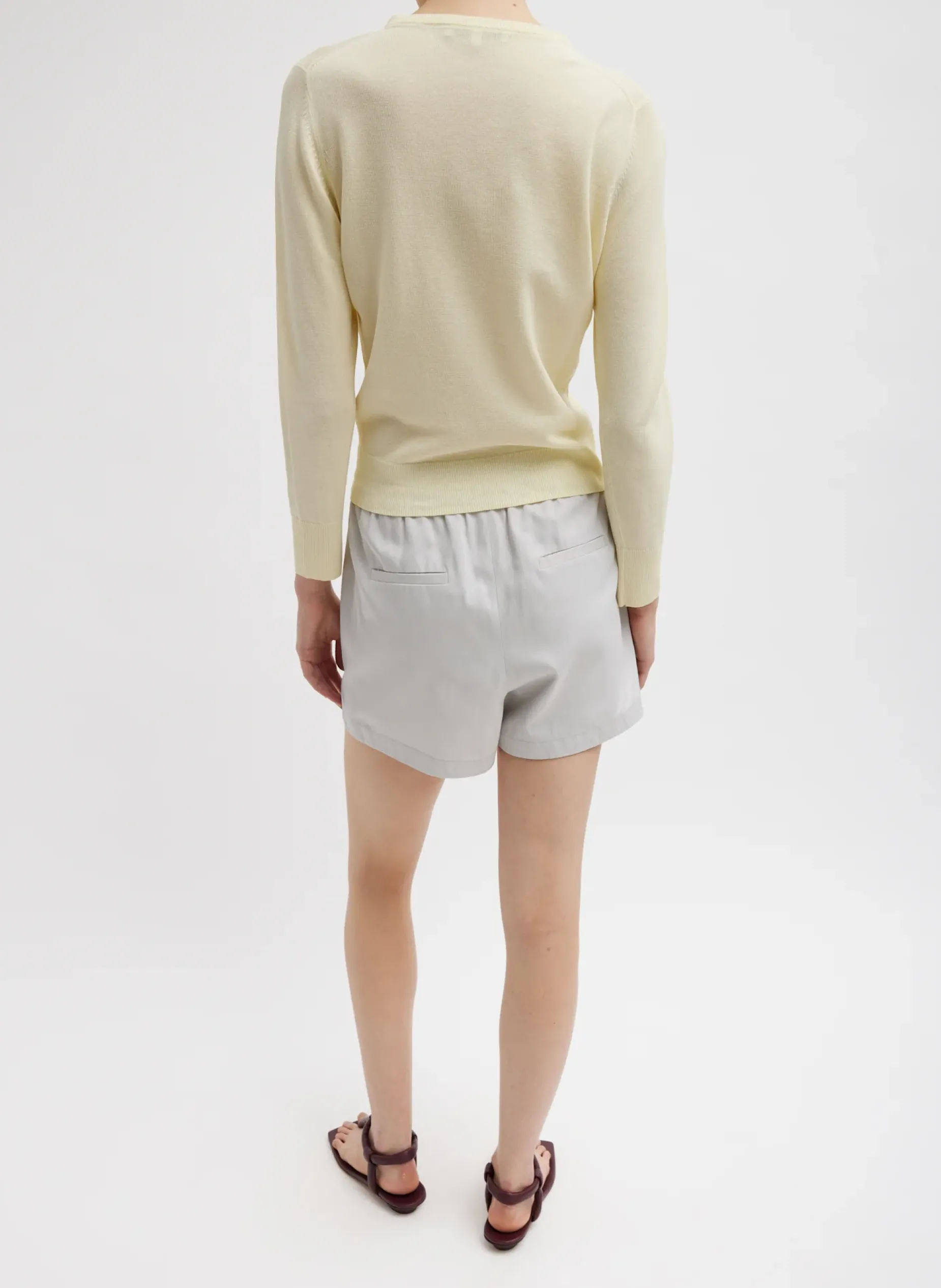 Knitwear & Sweatshirts>Tibi Crispy Sweater Shrunken Cardigan Butter