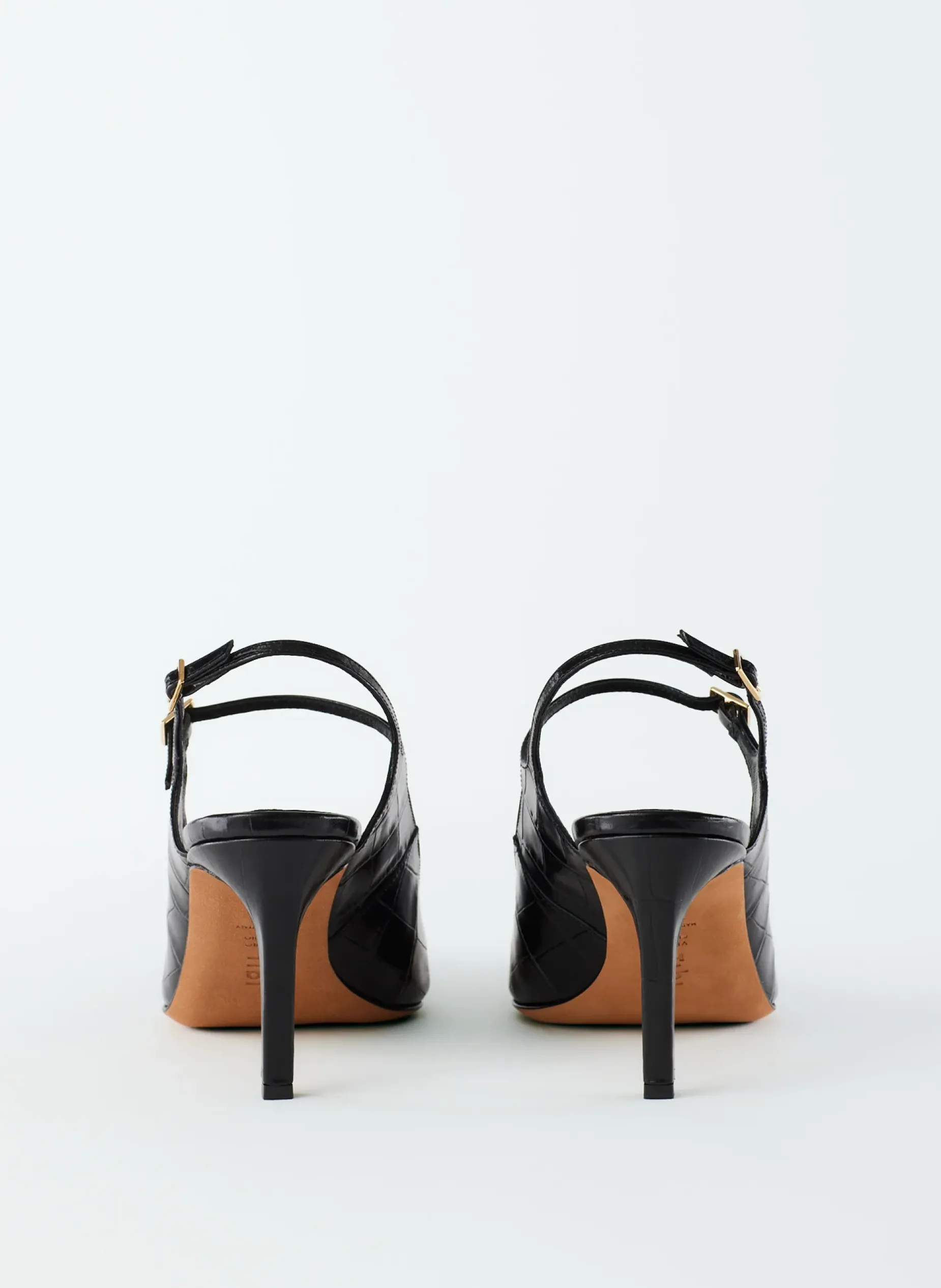 Heels>Tibi Croc Print Bob Slingback Black
