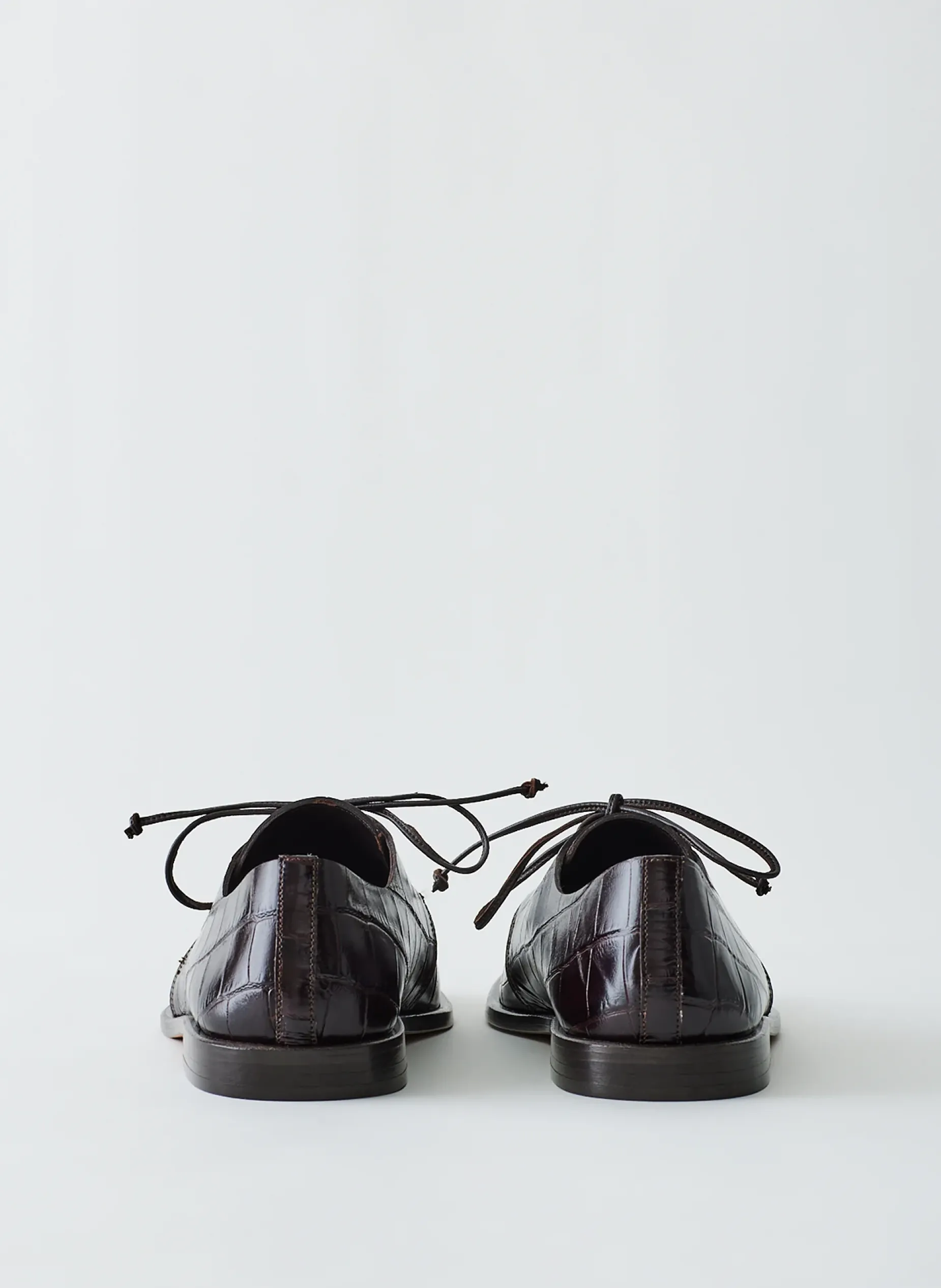 Flats>Tibi Croc Print Brody Square Toe Loafer Dark Brown