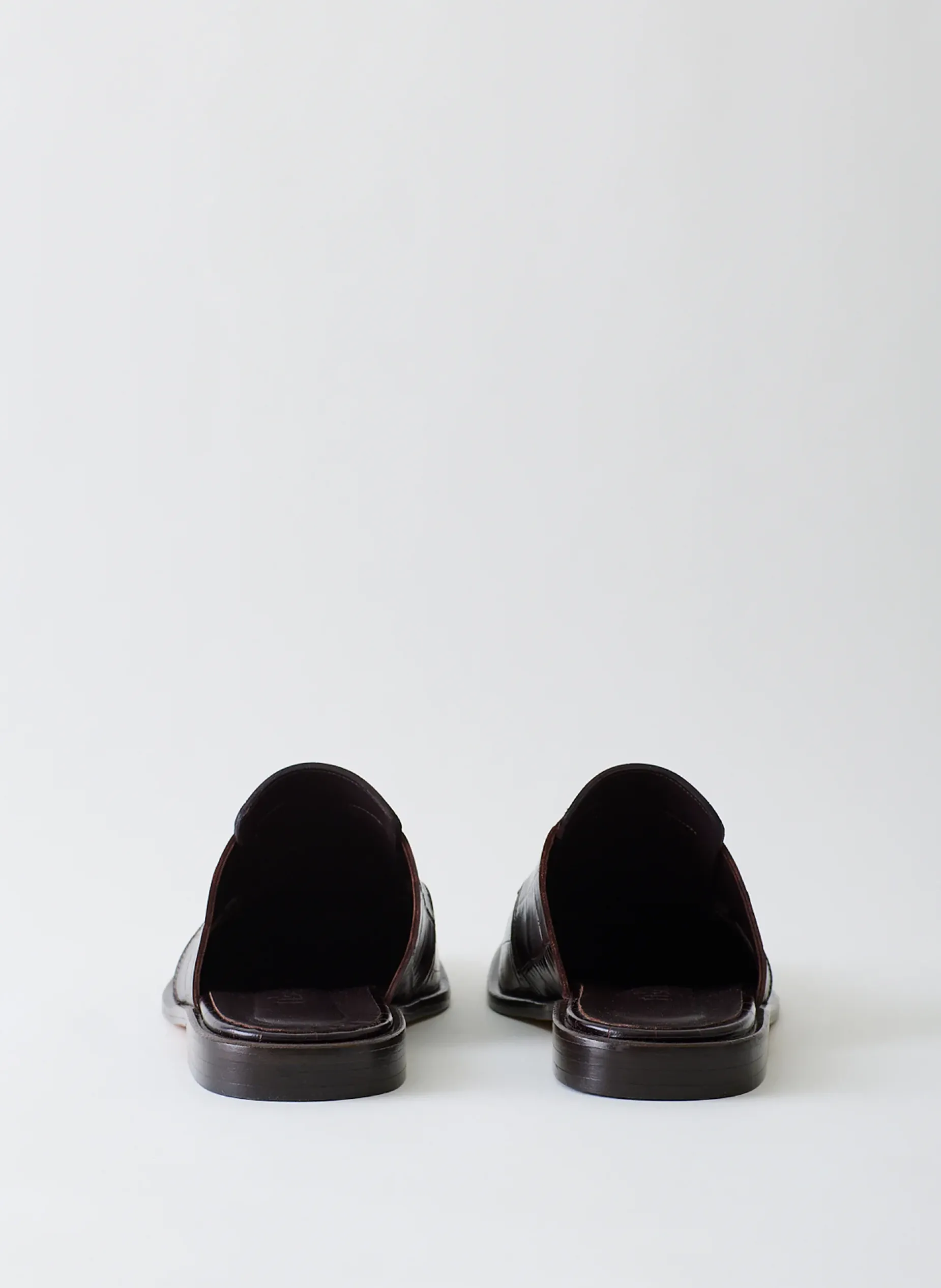 Flats>Tibi Croc Print Pedro Slide Square Toe Loafer Dark Brown