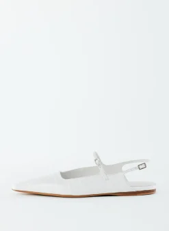 Flats>Tibi Croc Print Rudy Flat White