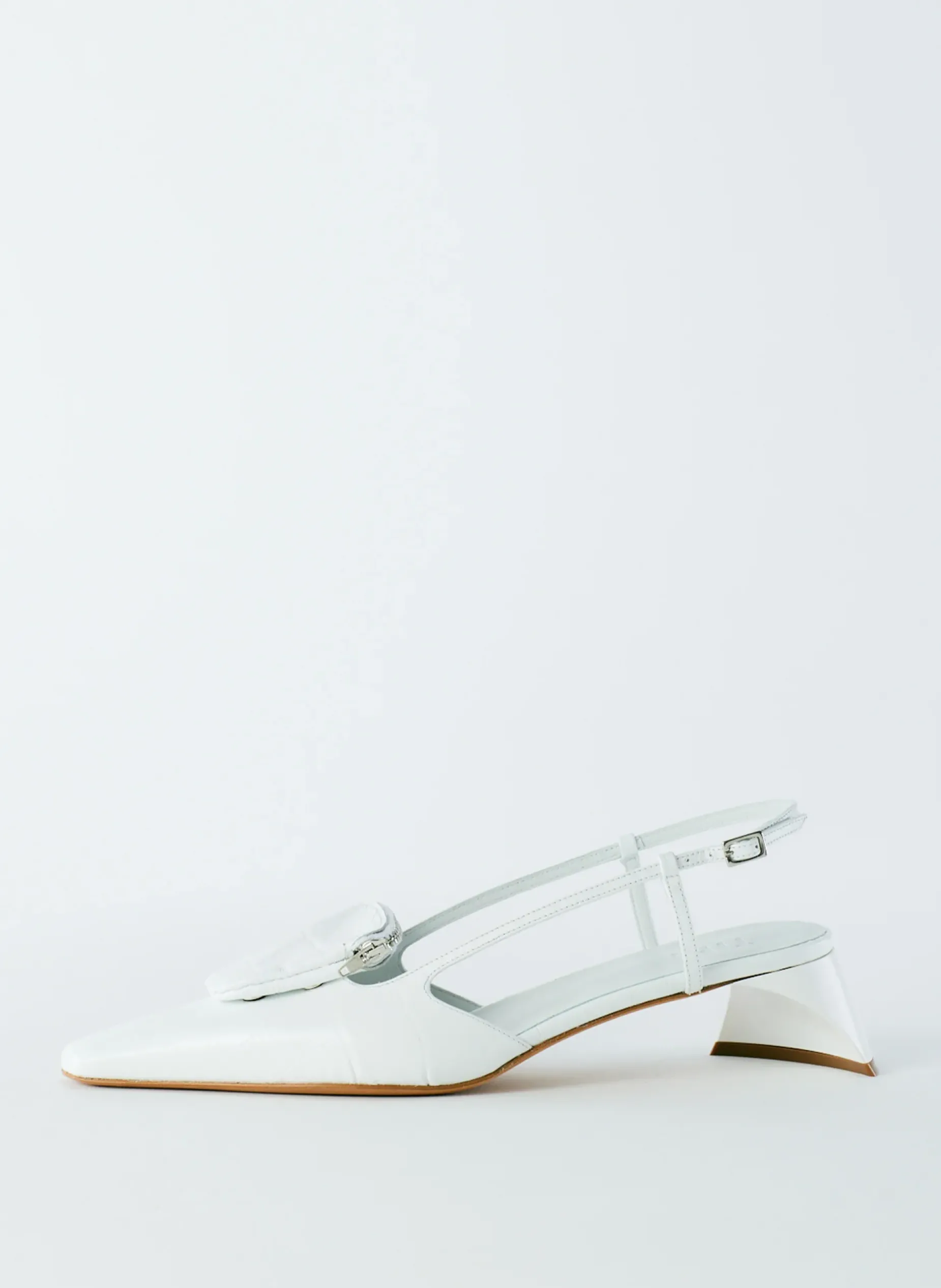 Heels>Tibi Croc Print Victor Slingback White
