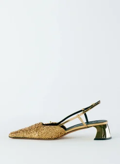 Heels>Tibi Curly Victor Slingback Gold