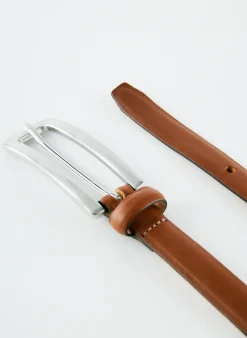 Belts>Tibi Darwin Leather Belt Cognac