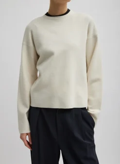 Knitwear & Sweatshirts|Fundamentals - WOFs>Tibi Double Faced Cashmere Oversized Easy Sweater Cream