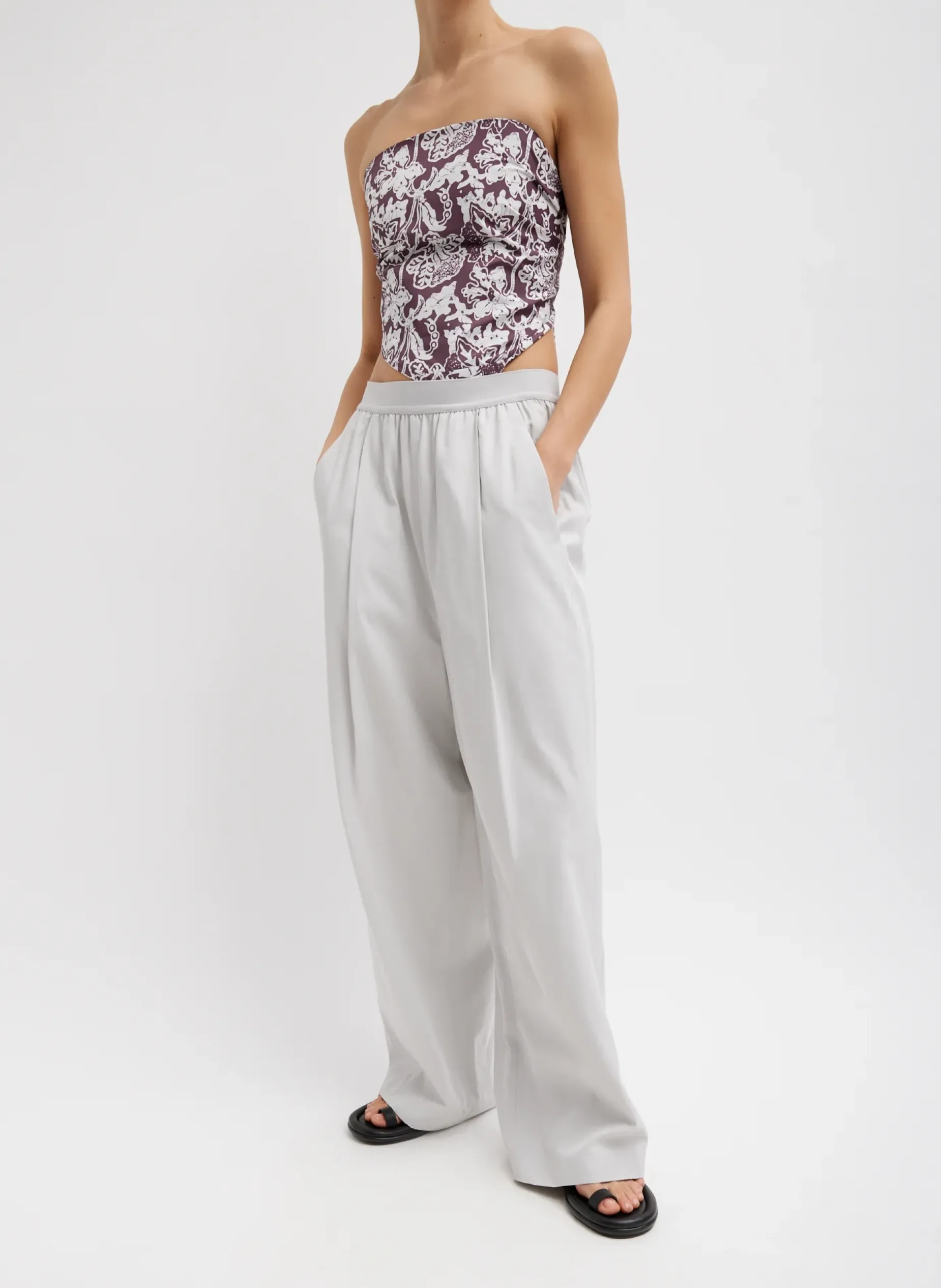 Suits|Pants & Shorts>Tibi Drapey Suiting Marit Pull On Pant Stone