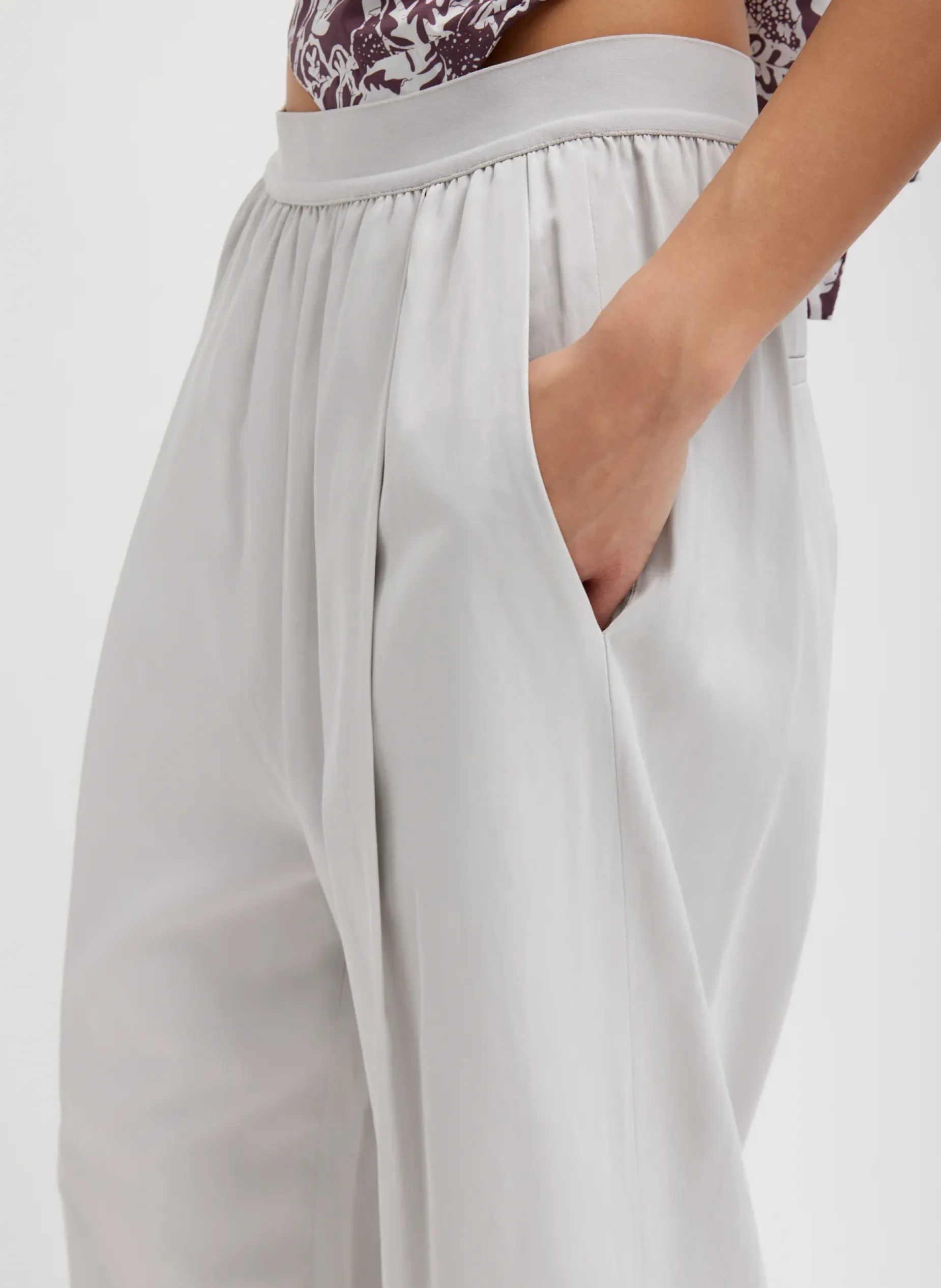 Suits|Pants & Shorts>Tibi Drapey Suiting Marit Pull On Pant Stone
